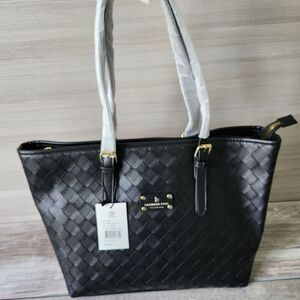 London Fog Collections Kylar Woven Tote 100th Anniversary - Black MSRP $98 NEW